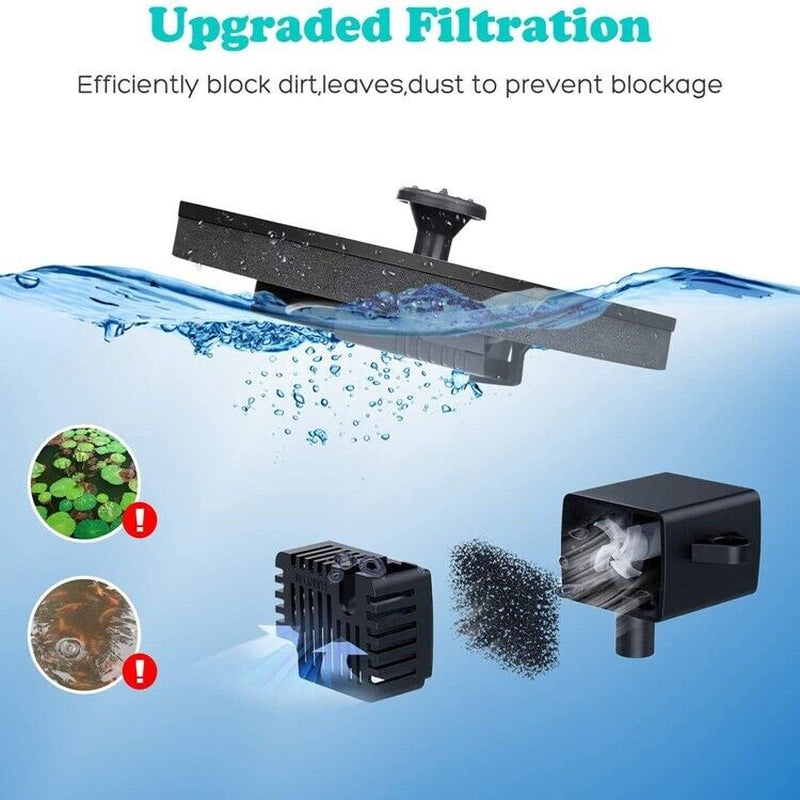 Solar Power Bird Bath Fountain Pump Upgrade 1.4W Solar Fountain with 4 Nozzle